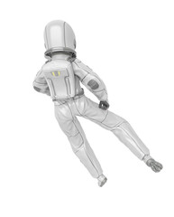 astronaut girl is floating back on rear view