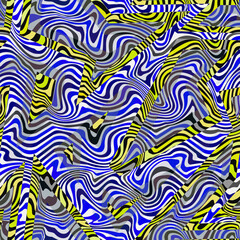 Blue wavy optical illusion. Seamless texture