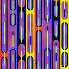 Colorful pop art pattern with neon stripes. Seamless texture