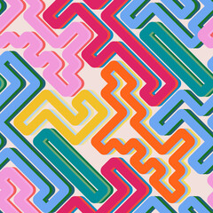 Curved bright lines. Seamless pattern