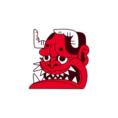 vector illustration of red samurai cartoon character