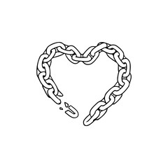vector illustration of a heart shaped chain
