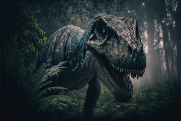 Tyrannosaurus Rex dinosaur, ancient carnivore dinosaur, extinct animal. Generative AI