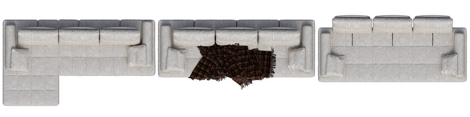 sofa isolated on white background, interior furniture, 3D illustration, cg render