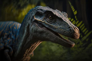 Foto auf Acrylglas Dinosaurier Velociraptor dinosaur, ancient carnivore dinosaur, extinct animal. Generative AI