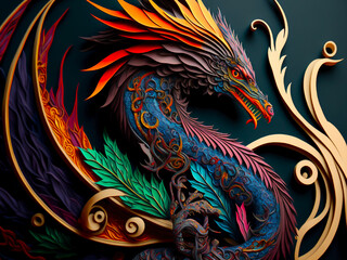 abstract background drawing chinese dragon legendary
