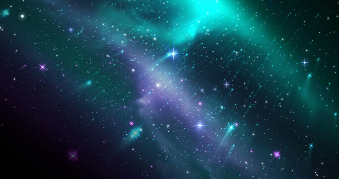 Naklejka Image of shining stars and milky way in cosmos