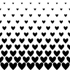 Halftone hearts seamless border. Pattern for Valentine's Day. Geometric vector background.