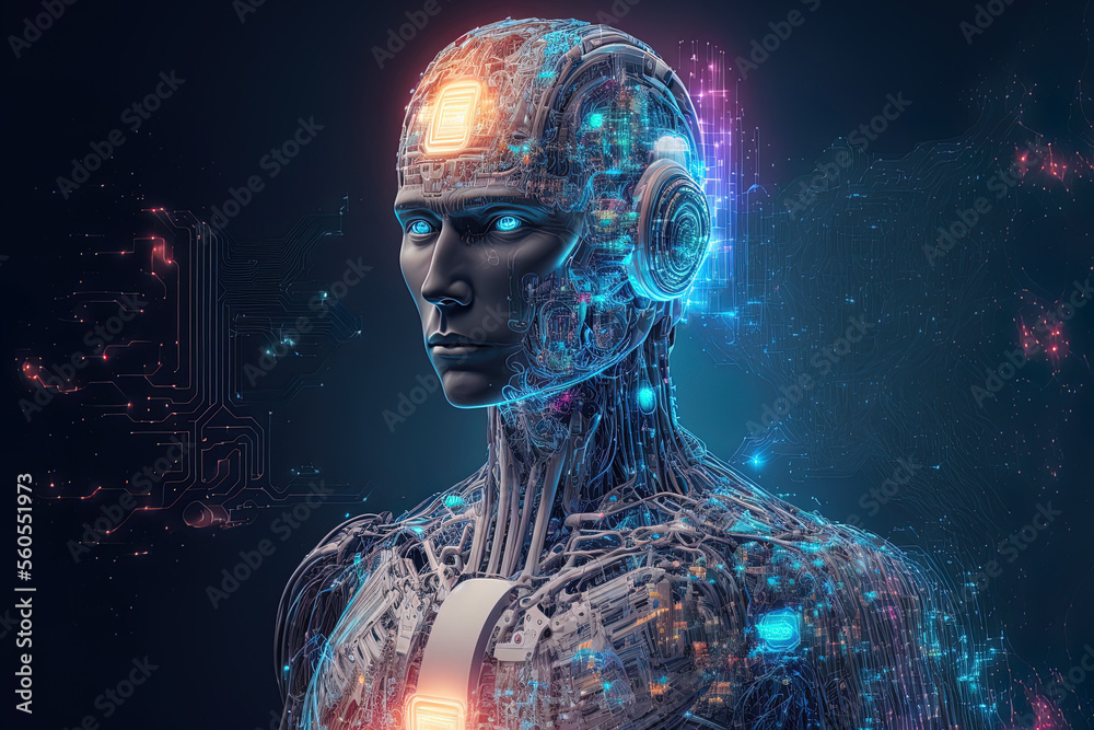 Poster concepts related to modern technology, like artificial intelligence, machine learning, and neural ne