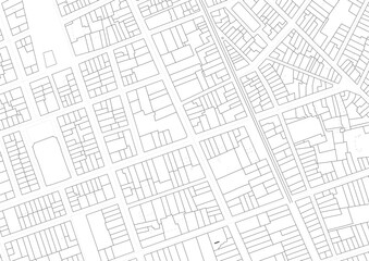 Urbanisme et territoire - plan cadastral avec limites de parcelles d'un centre ville d'une métropole