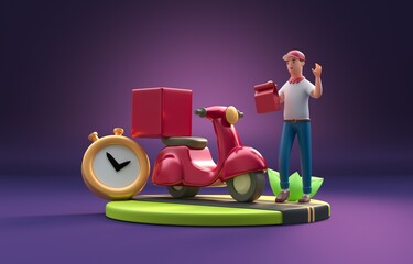 Fast Delivery Food. 3D Illustration