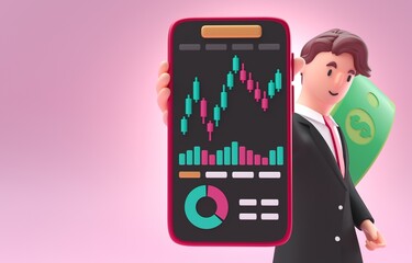 Money Management App. 3D Illustration