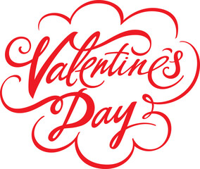 Valentines Day. Hand drawn red inscription for greeting card. Isolated, white background.