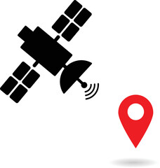 Satellite GPS navigation pictogram, GPS technology. Broadcasting vector illustration