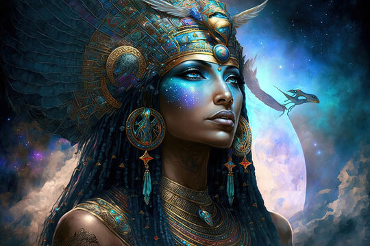 Egyptian Mythology's Goddess Of Love, Hathor The Sky Goddess Hathor. Generative AI