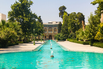 Fountains in Golestan Palace in Tehran, capital of Iran.