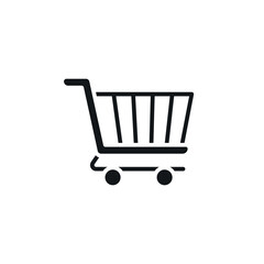 Shopping trolley for supermarket simple glyph icon. Vector solid isolated black illustration.