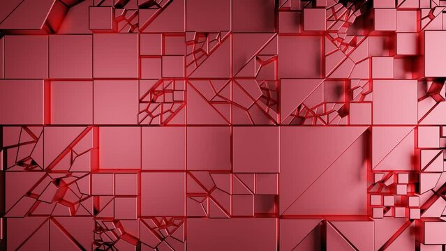 Abstract geometric background. Dynamic shapes in motion. 3D futuristic backdrop. Intro.