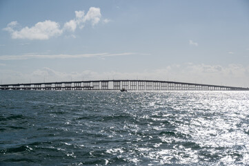 William M. Powell Bridge along Rickenbacker Causeway on the way onto Key Biscayne in Miami, Florida.