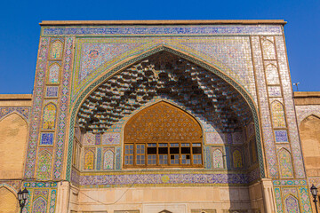 Portal (Iwan) of Khan Madrasa religious school in Shiraz, Iran.