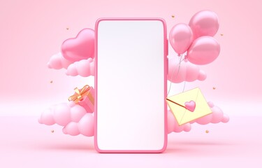 Valentine's Day Mobile. 3D Illustration