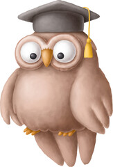 Wise owl character cartoon