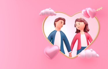 Heart Shaped Couple. 3D Illustration
