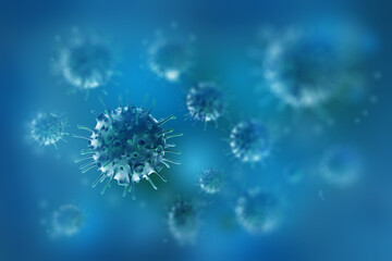 Obraz premium Closing viruses in man. Kraken virus propagates in a person. A type of mutation of caronaviruses. The fight against the epidemic Covid. 3d image