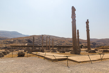 Columns of Apadana palace in the ancient Persepolis, Iran