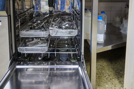 Gynecological Instruments Are Cleaned In A Dishwasher