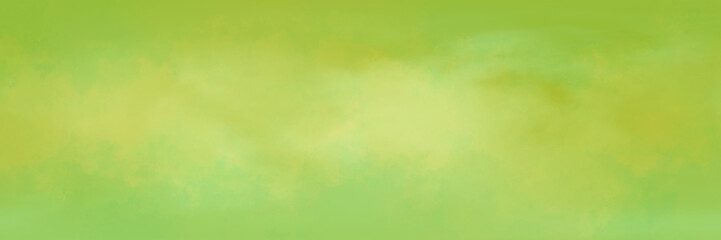 Bright fresh yellow lime green aquarelle painted background. Nature abstract website cloudy brush strokes season watercolor panoramic banner for Christmas or St. Patrick's day, or Easter and spring	