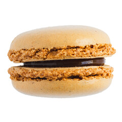 Dulce de Leche Macaron Cookie Isolated on Transparent PNG