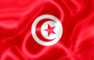Shiny and waving Tunisia flag