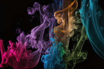 Fototapeta premium colored smoke against a dark background. Generative AI