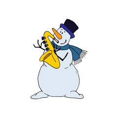 snowman with a broom
