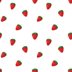 Red strawberries. Seamless pattern with ripe juicy berries.