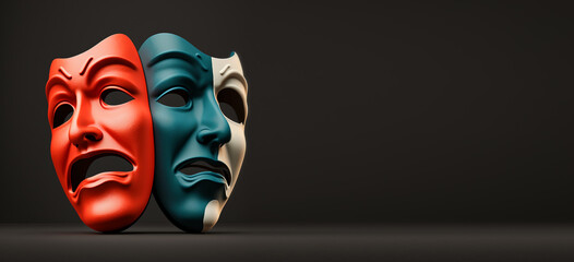 Happy and sad theatre mask - obrazy, fototapety, plakaty