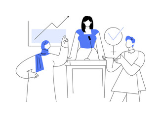 Participation of women abstract concept vector illustration.