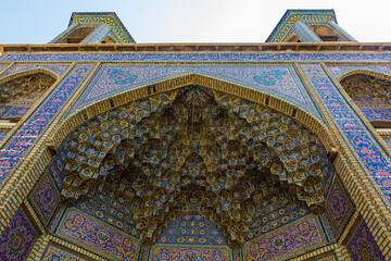Fototapeta na wymiar Portal (Iwan) of Nasir al Mulk Mosque in Shiraz, Iran