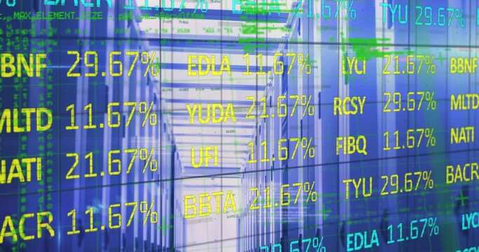 Animation of financial data processing over computer servers