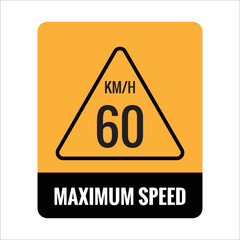 60 kmh Isolated Road Maximum Speed limit sign icon on white background vector illustration.