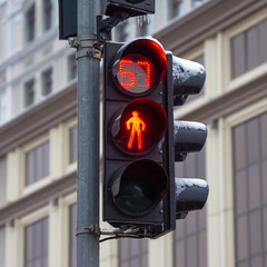 red prohibitory traffic light sign at the crossroads
