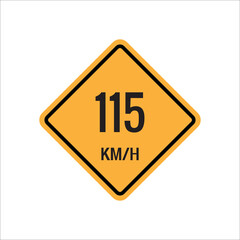 115 km Maximum Speed limit sign icon on white background vector illustration.
