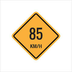85 km Maximum Speed limit sign icon on white background vector illustration.
