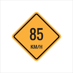 85 km Maximum Speed limit sign icon on white background vector illustration.