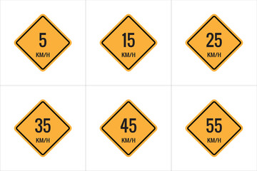 5 up to 55 km Maximum Speed limit sign icon on white background vector illustration. - obrazy, fototapety, plakaty