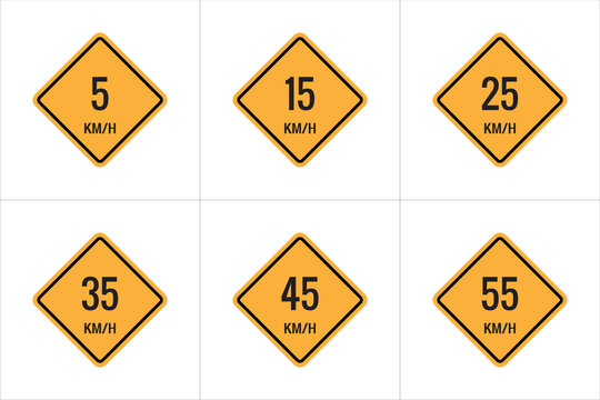 5 up to 55 km Maximum Speed limit sign icon on white background vector illustration.