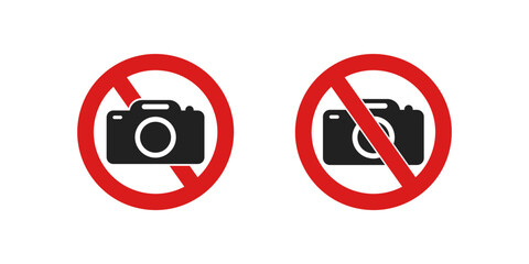 Collection of No photo camera vector signs. No Photographing prohibition sign . Isolated on white background. 10 eps