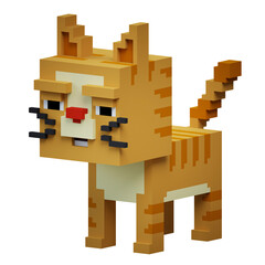 Naklejka premium 3d voxel art cute yellow cat
