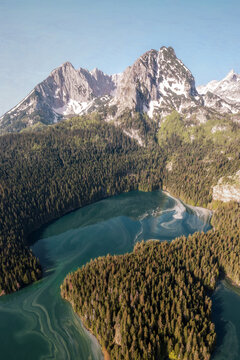 Durmitor lake with wooden boats taken in May 2022